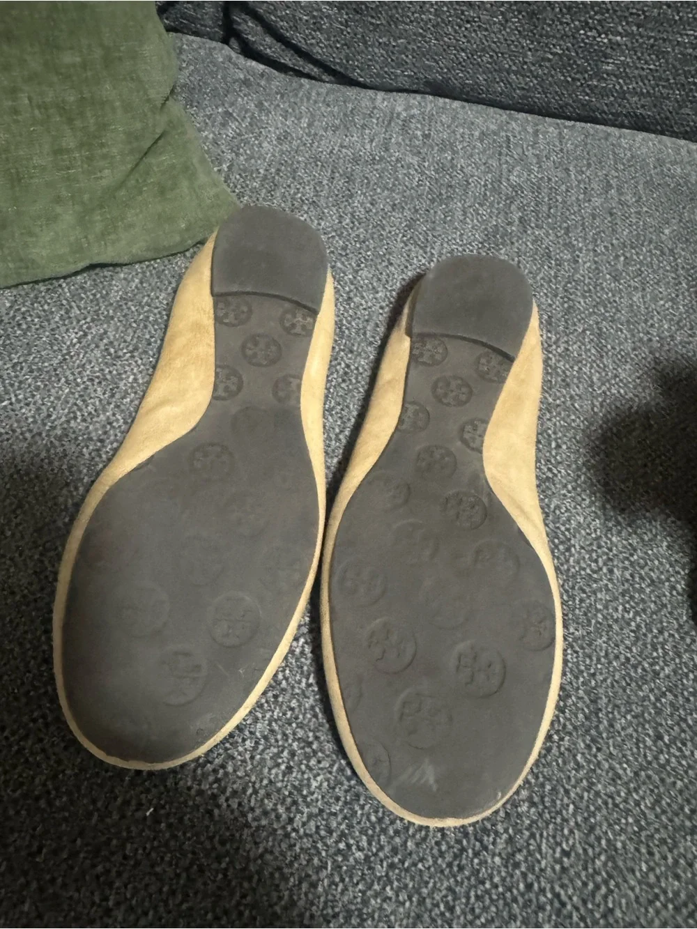 Tory Burch Tan Leather Logo Ballet Flats
